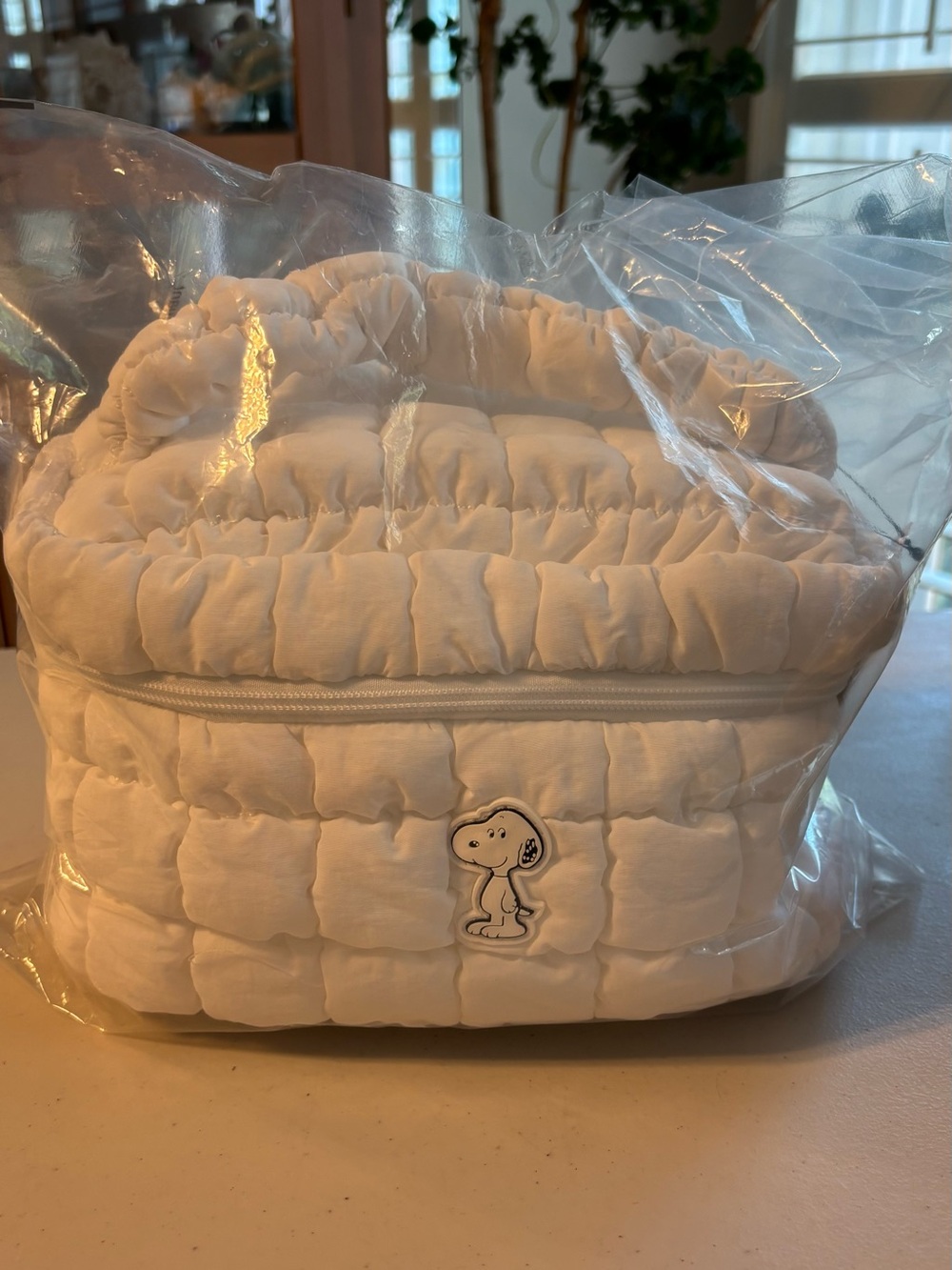 Snoopy peanuts Quilted Bottom cosmetic bag with Snoopy Patch